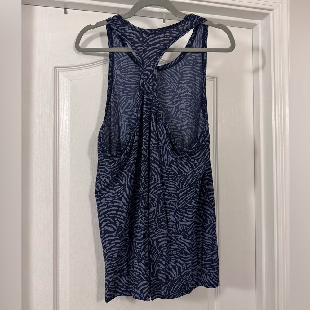 Athleta Ultimate Train Navy and Light Blue Printed Racerback Tank Top - Picture 7 of 9